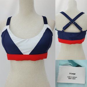 DSG Red White & Blue Swim Bra Crossback Top XL